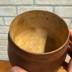 Antique Primitive 19th c. Turned Wood Peaseware Sugar Bowl Lidded Jar Farmhouse