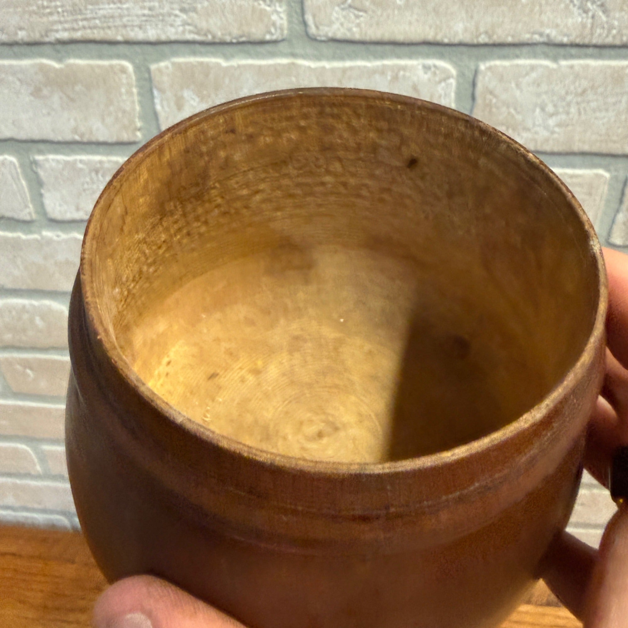 Antique Primitive 19th c. Turned Wood Peaseware Sugar Bowl Lidded Jar Farmhouse
