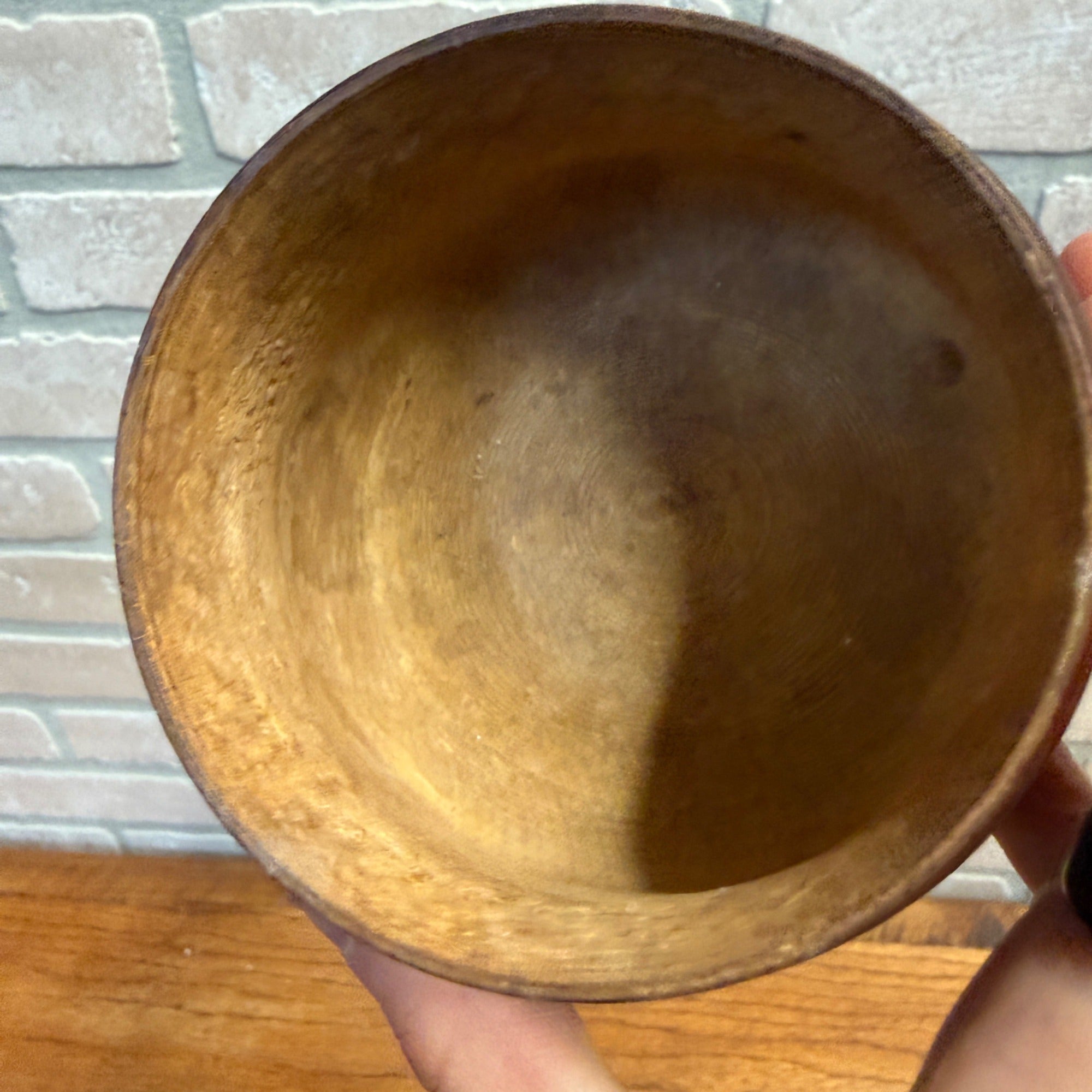 Antique Primitive 19th c. Turned Wood Peaseware Sugar Bowl Lidded Jar Farmhouse