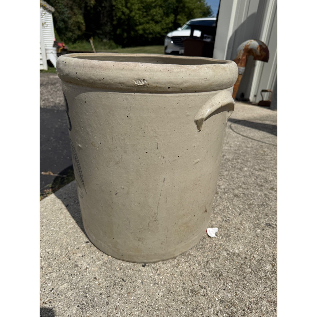 Antique Red Wing Union Stoneware 8 Gallon Birch Leaves Crock