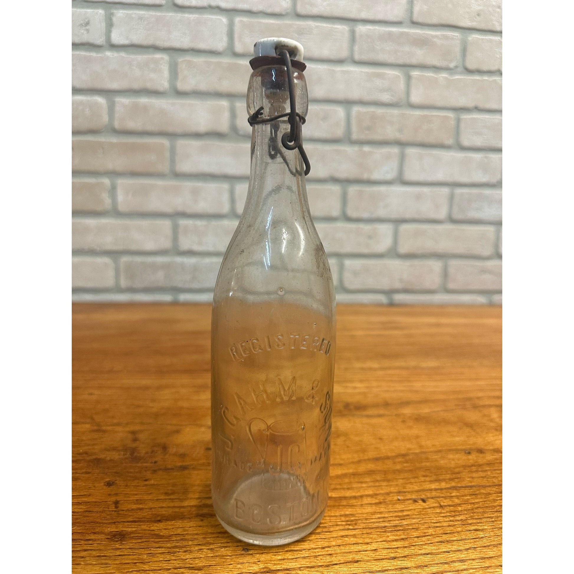 Pre-Pro J. Gahm & Son SCHLITZ Blob Beer Bottle 12oz Embossed Clear Boston Mass