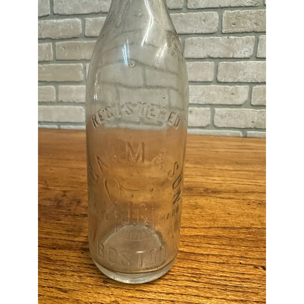 Pre-Pro J. Gahm & Son SCHLITZ Blob Beer Bottle 12oz Embossed Clear Boston Mass