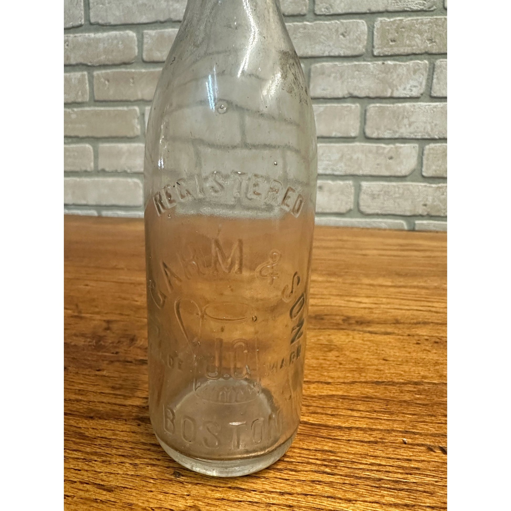 Pre-Pro J. Gahm & Son SCHLITZ Blob Beer Bottle 12oz Embossed Clear Boston Mass