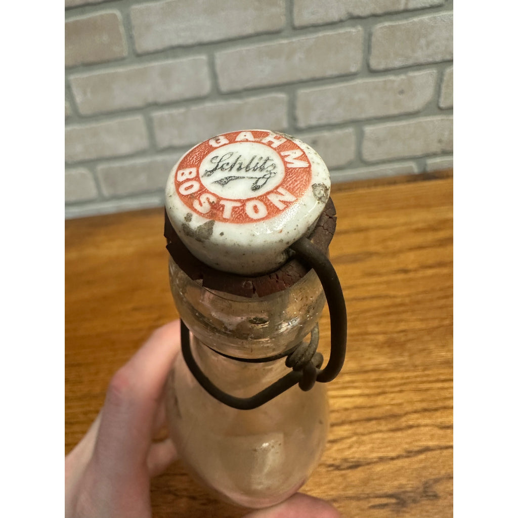 Pre-Pro J. Gahm & Son SCHLITZ Blob Beer Bottle 12oz Embossed Clear Boston Mass