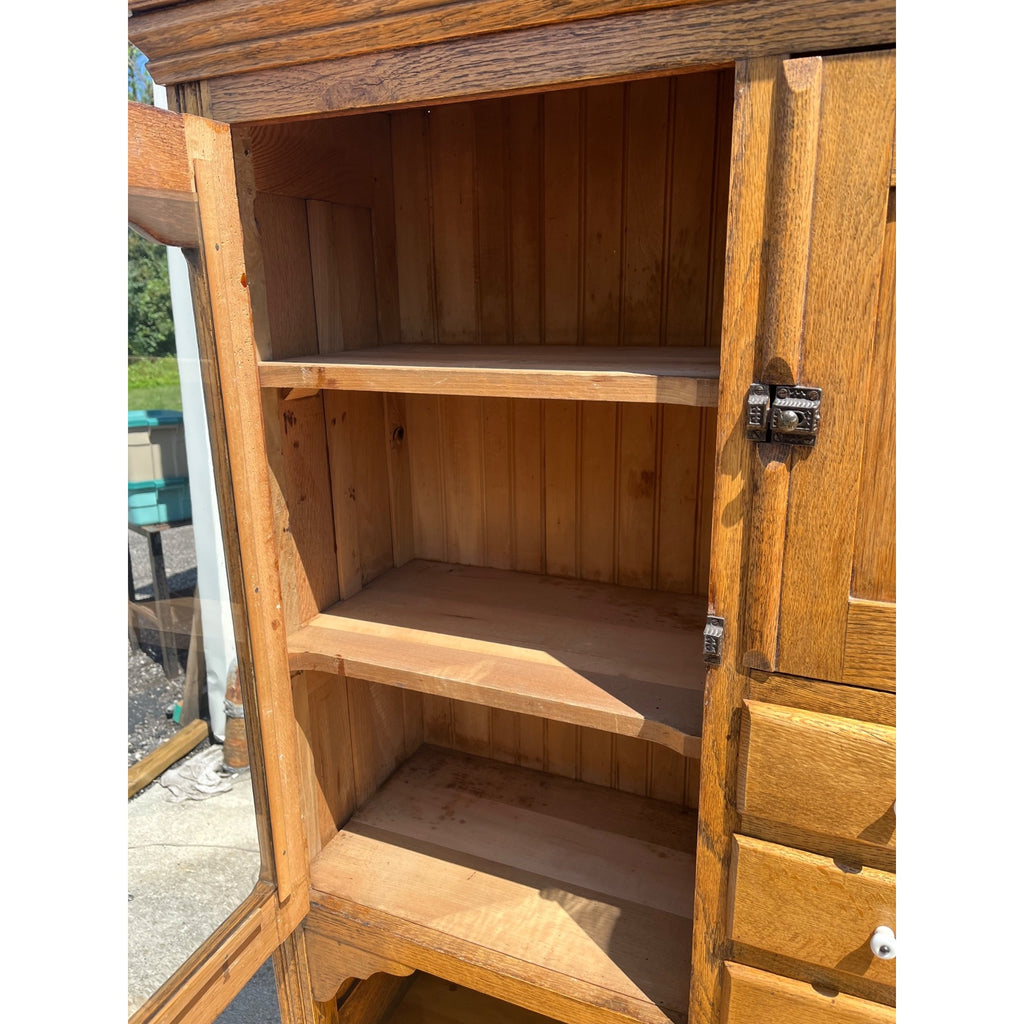 Antique Oak Kitchen Cabinet Hoosier Cabinet McNown Possum Belly Pantry Baker's Cupboard