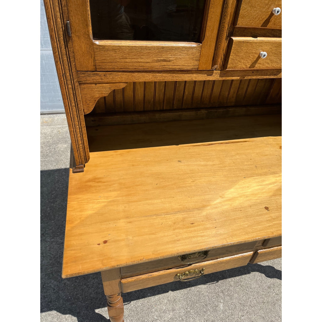 Antique Oak Kitchen Cabinet Hoosier Cabinet McNown Possum Belly Pantry Baker's Cupboard