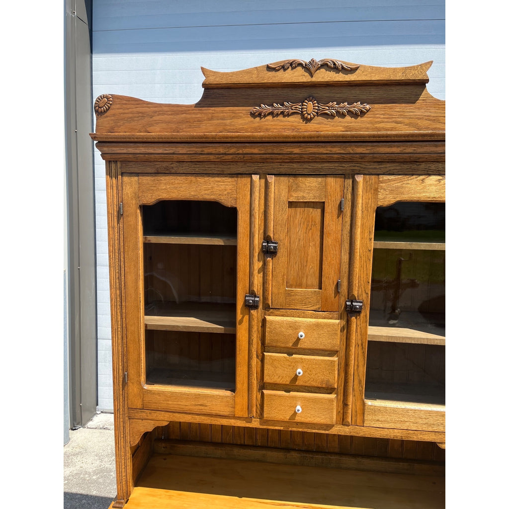 Antique Oak Kitchen Cabinet Hoosier Cabinet McNown Possum Belly Pantry Baker's Cupboard