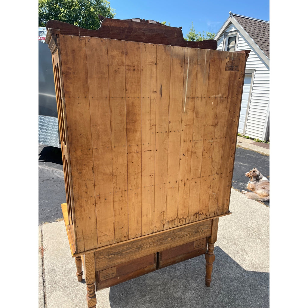 Antique Oak Kitchen Cabinet Hoosier Cabinet McNown Possum Belly Pantry Baker's Cupboard