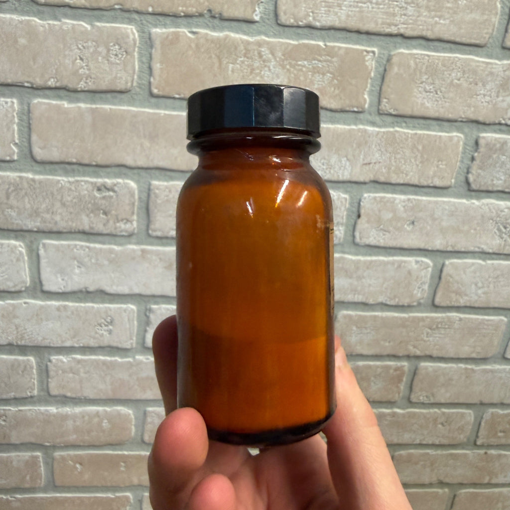 Vintage Merck Casein Apothecary Drug Pharmacy Bottle W/ Label Amber