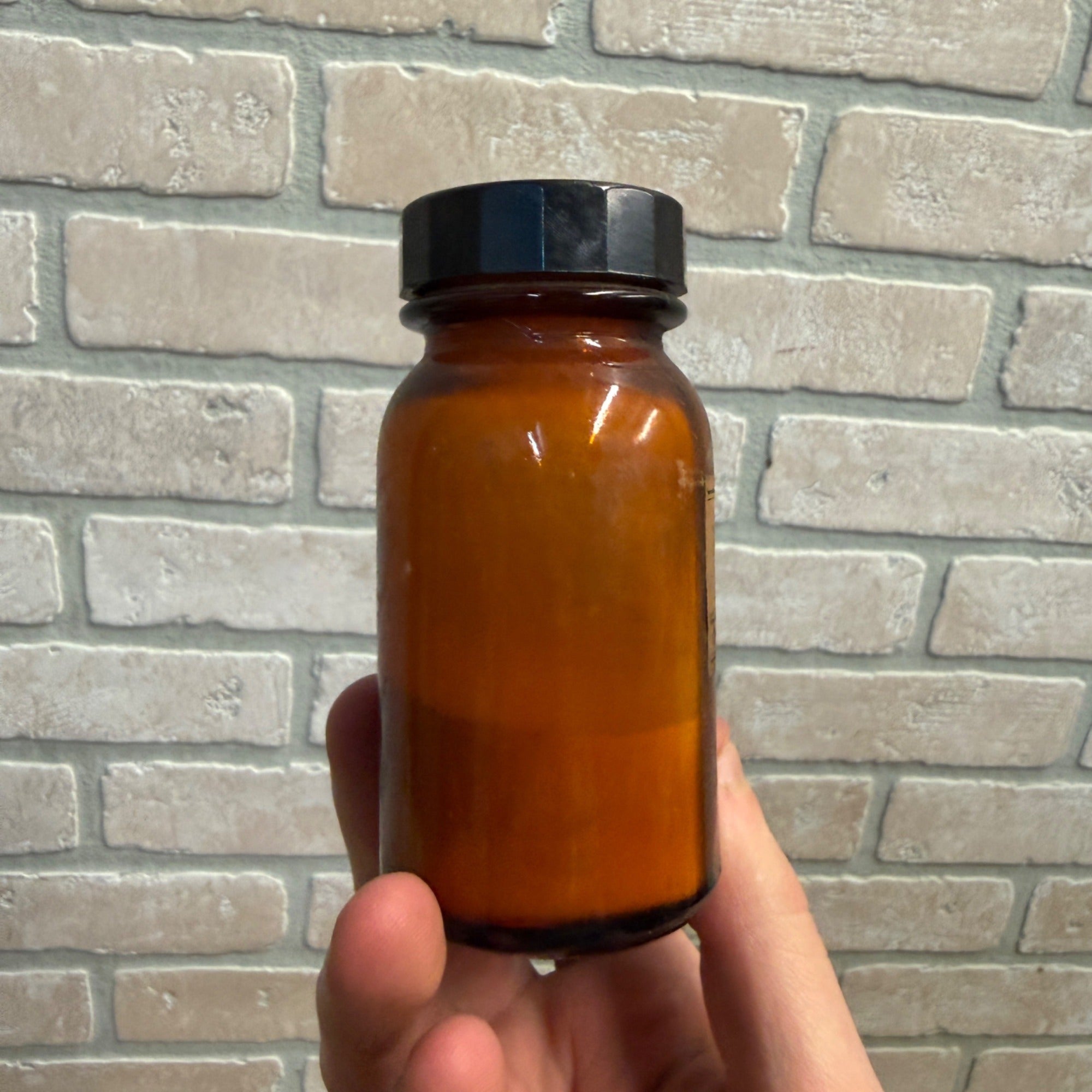 Vintage Merck Casein Apothecary Drug Pharmacy Bottle W/ Label Amber