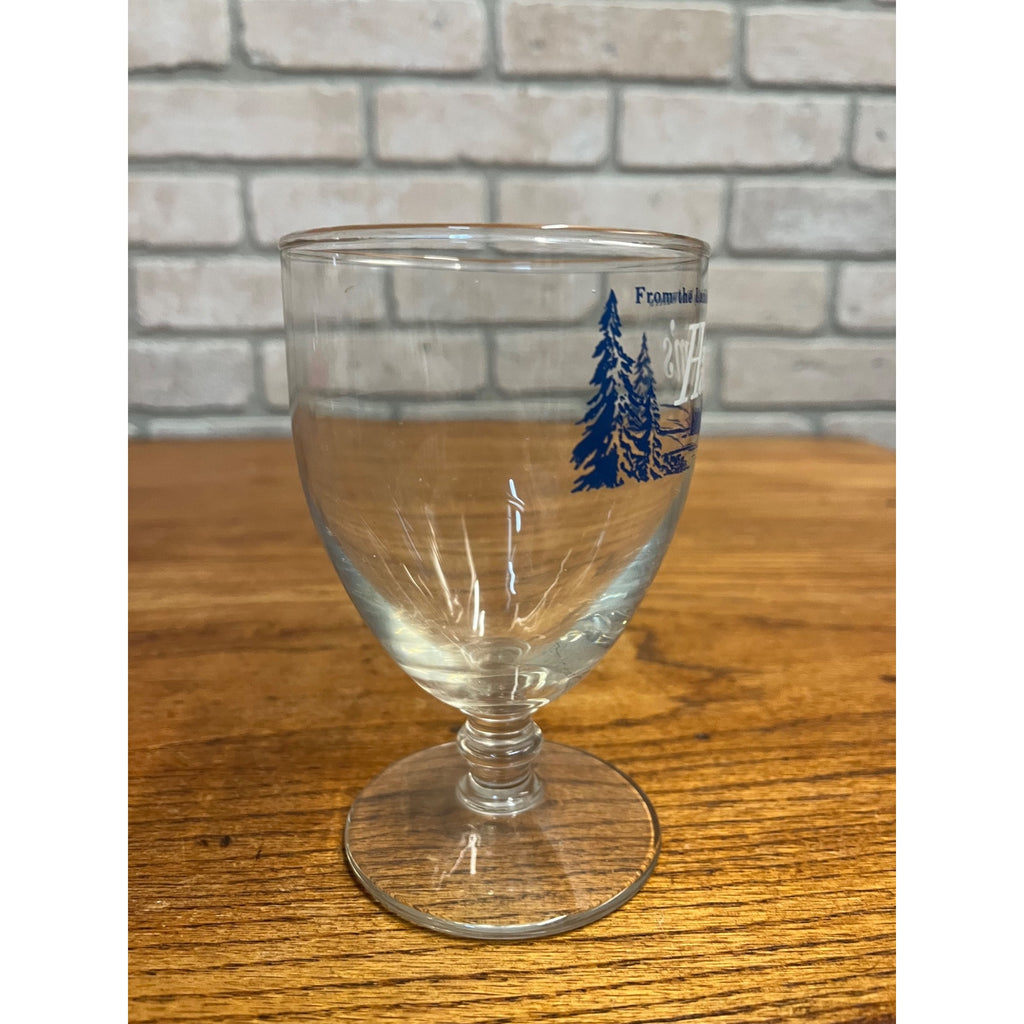Vintage Hamm's Beer Stemmed Glass Blue Crown Logo 5-1/4" Barware