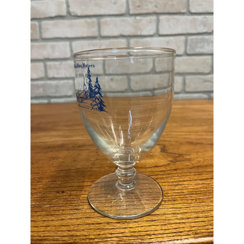 Vintage Hamm's Beer Stemmed Glass Blue Crown Logo 5-1/4" Barware