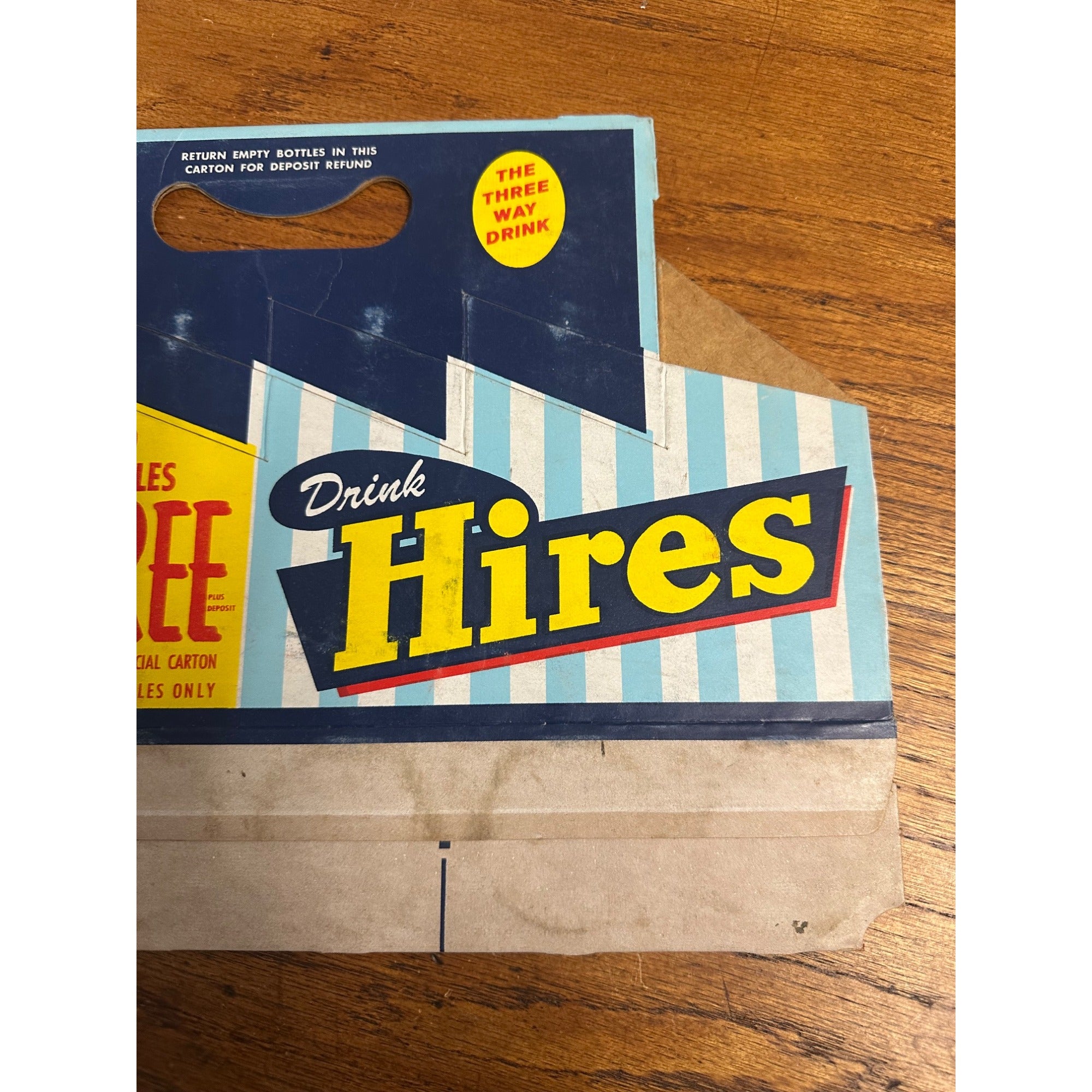 Drink Hires Root Beer Cardboard Carrier Eight Pack Carton Bottle 16oz Vintage
