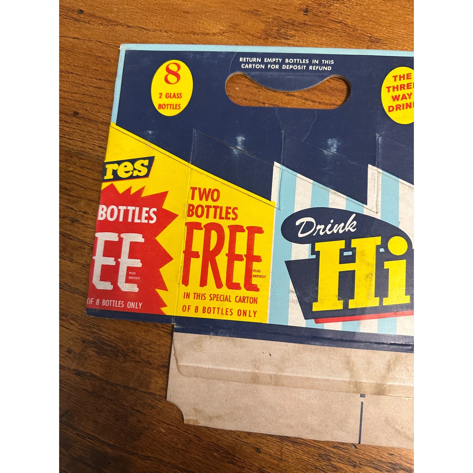 Drink Hires Root Beer Cardboard Carrier Eight Pack Carton Bottle 16oz Vintage