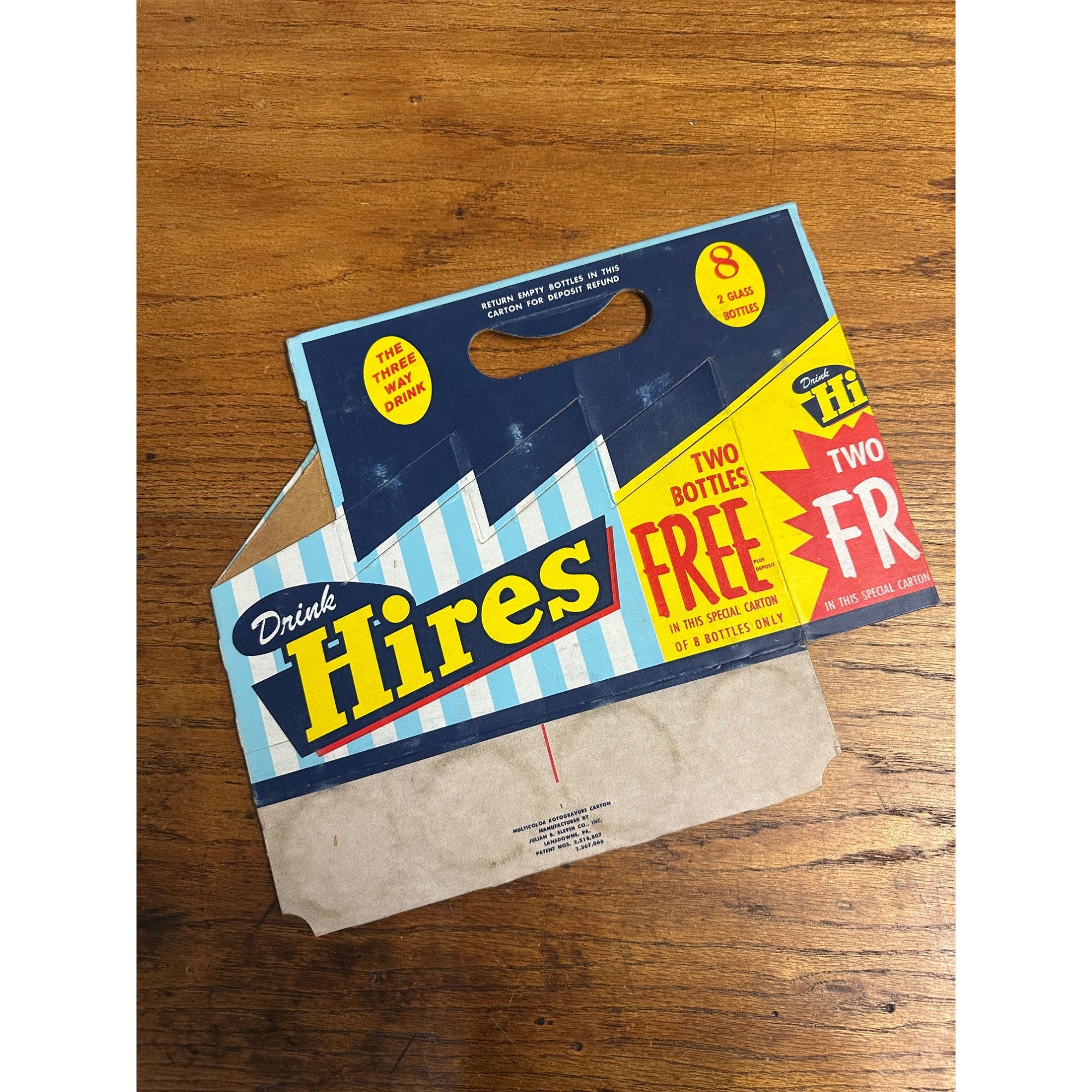 Drink Hires Root Beer Cardboard Carrier Eight Pack Carton Bottle 16oz Vintage