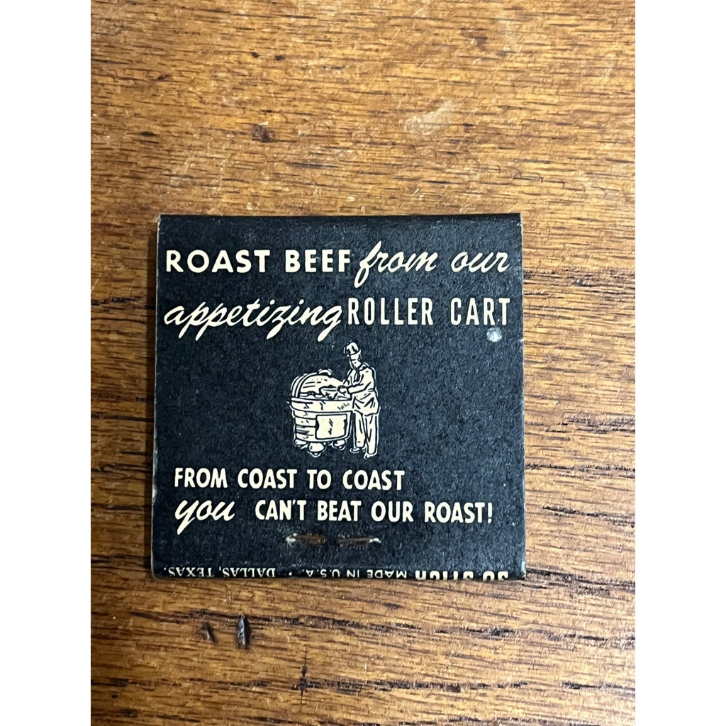 Vintage Town & Country Restaurant Dallas Texas TX Roast Beef Full Matchbook