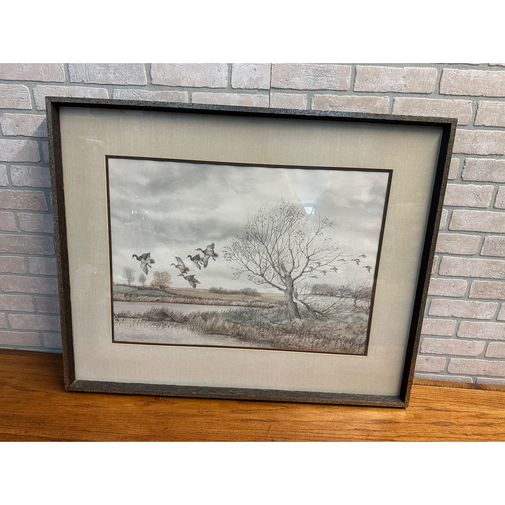 Jon Wilde Signed Original Watercolor "Mallards Comin In" Framed Art