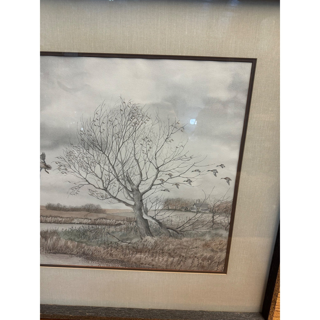 Jon Wilde Signed Original Watercolor "Mallards Comin In" Framed Art