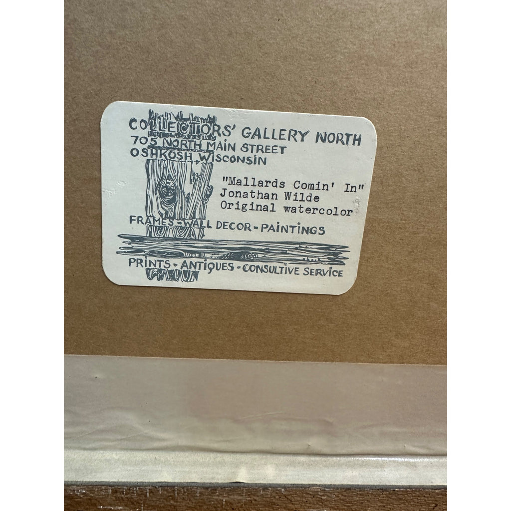 Jon Wilde Signed Original Watercolor "Mallards Comin In" Framed Art