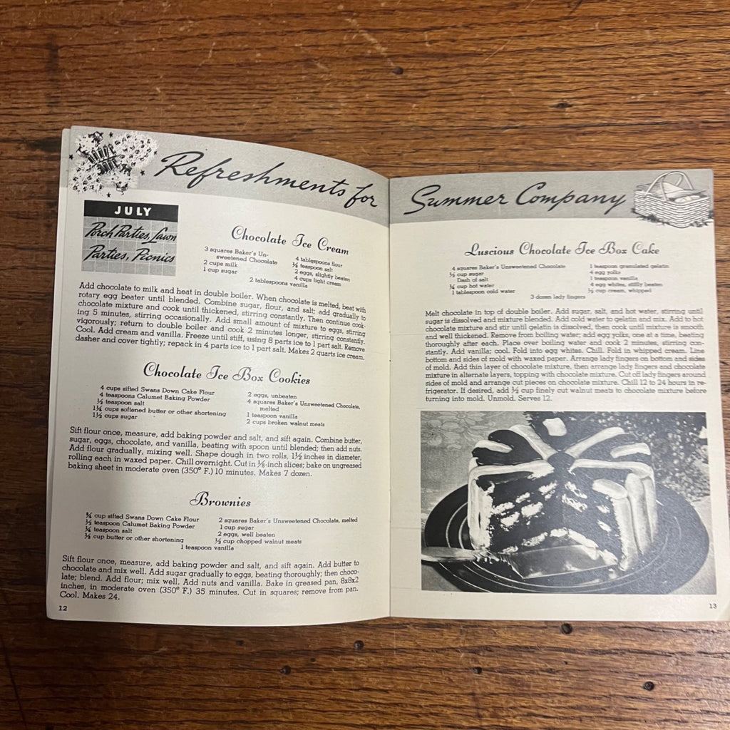 Antique 1938 Cook Book My Party Book Chocolate Recipes Halloween General Foods