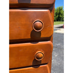 Vintage 1940s Maple Highboy Dresser Chest Of Drawers Relief WWII Bomber Plane Virginia House