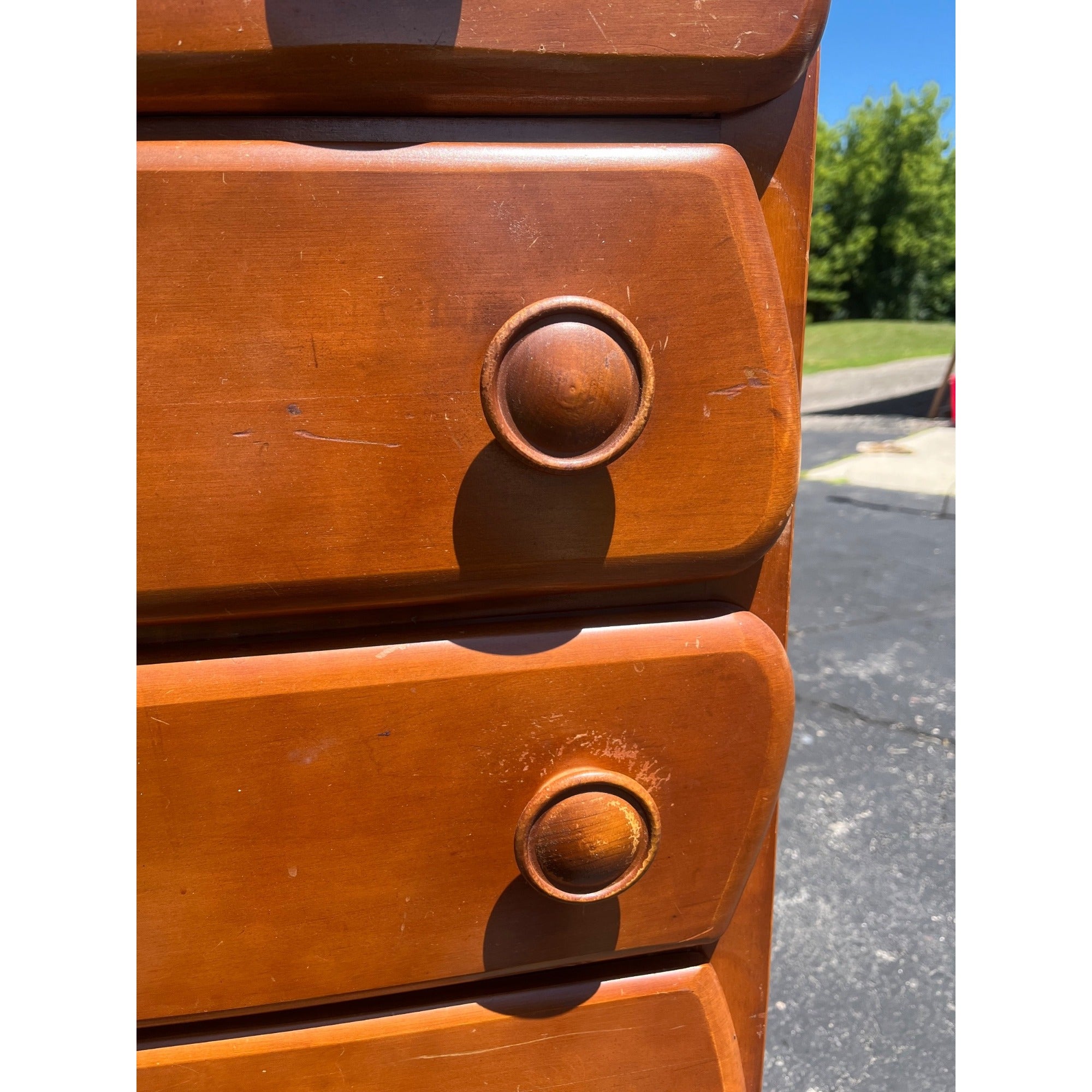 Vintage 1940s Maple Highboy Dresser Chest Of Drawers Relief WWII Bomber Plane Virginia House