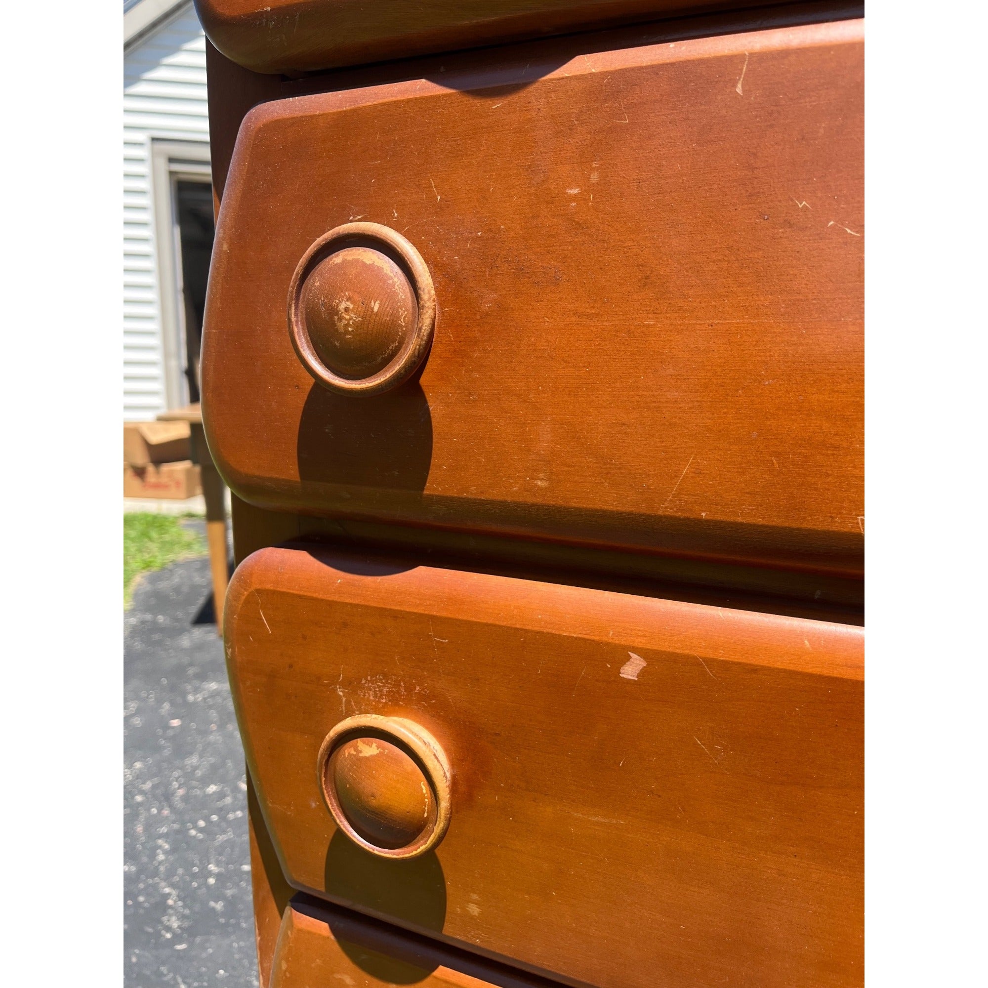 Vintage 1940s Maple Highboy Dresser Chest Of Drawers Relief WWII Bomber Plane Virginia House