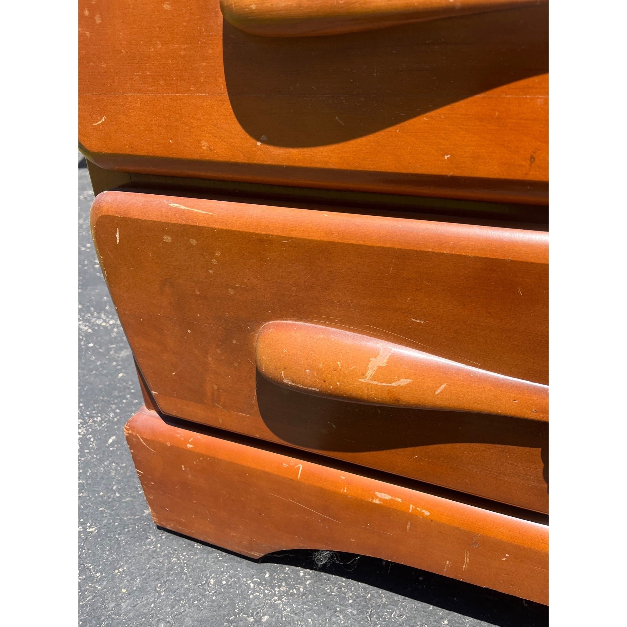 Vintage 1940s Maple Highboy Dresser Chest Of Drawers Relief WWII Bomber Plane Virginia House