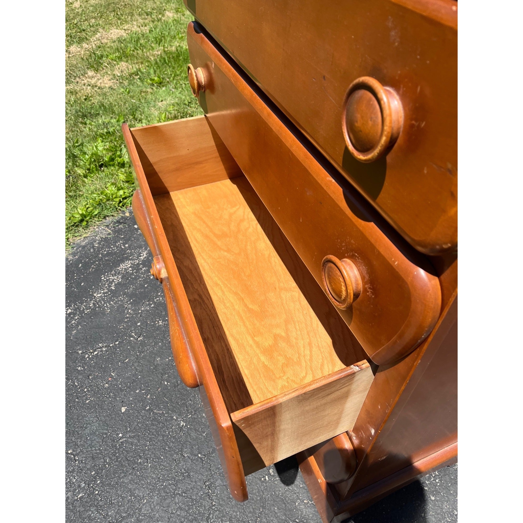 Vintage 1940s Maple Highboy Dresser Chest Of Drawers Relief WWII Bomber Plane Virginia House
