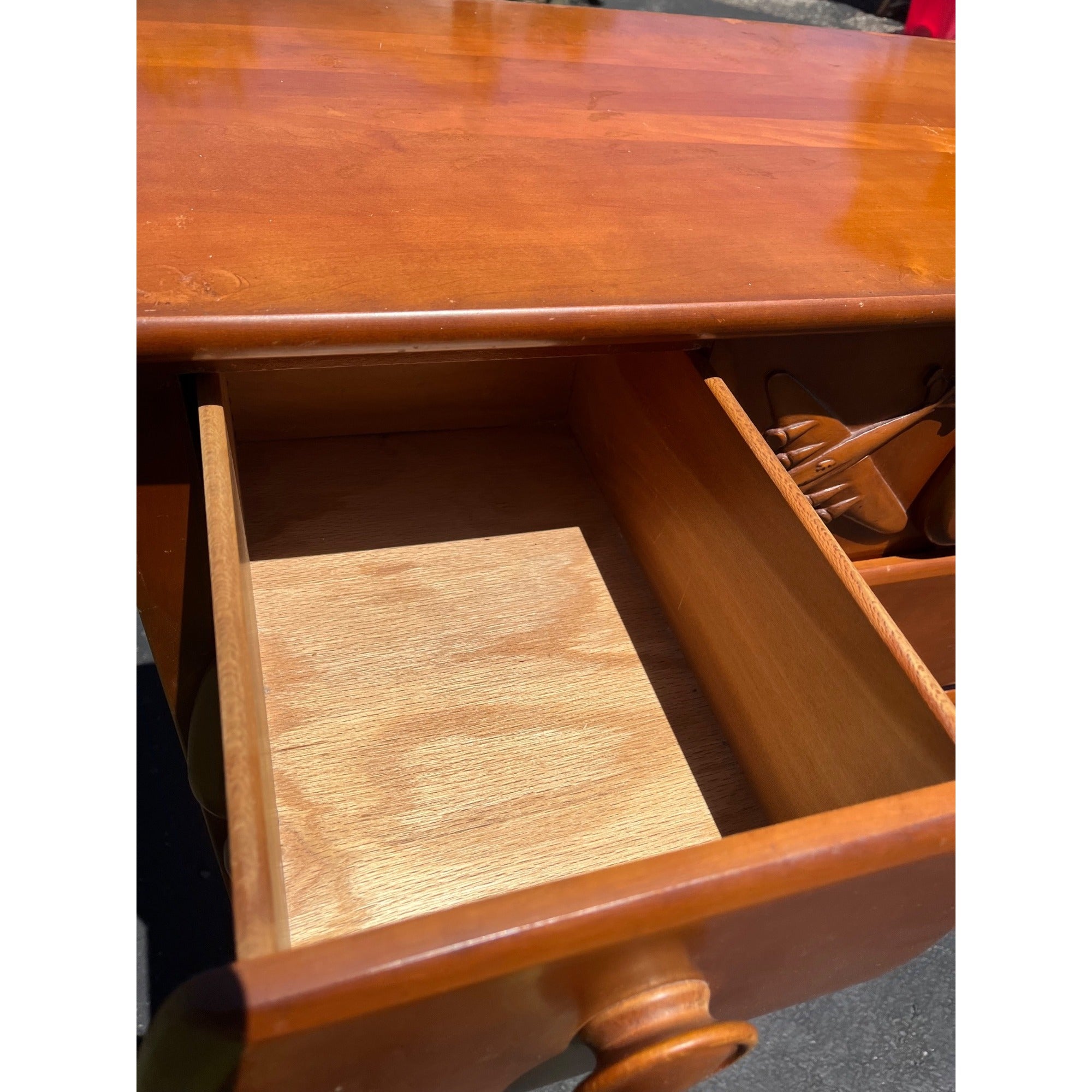Vintage 1940s Maple Highboy Dresser Chest Of Drawers Relief WWII Bomber Plane Virginia House