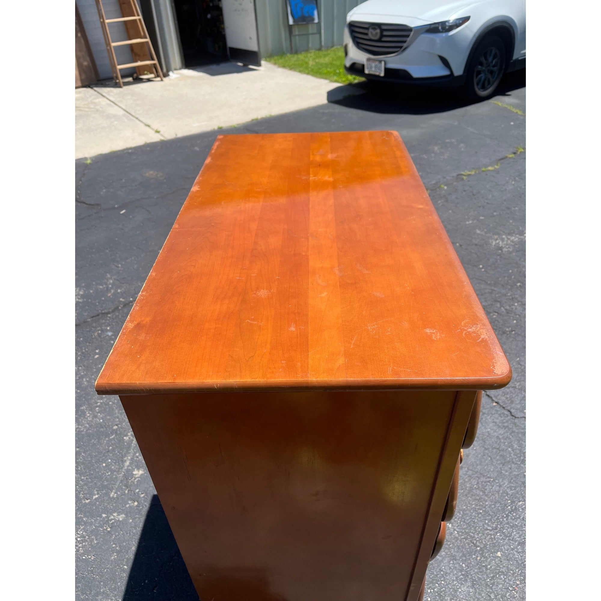 Vintage 1940s Maple Highboy Dresser Chest Of Drawers Relief WWII Bomber Plane Virginia House
