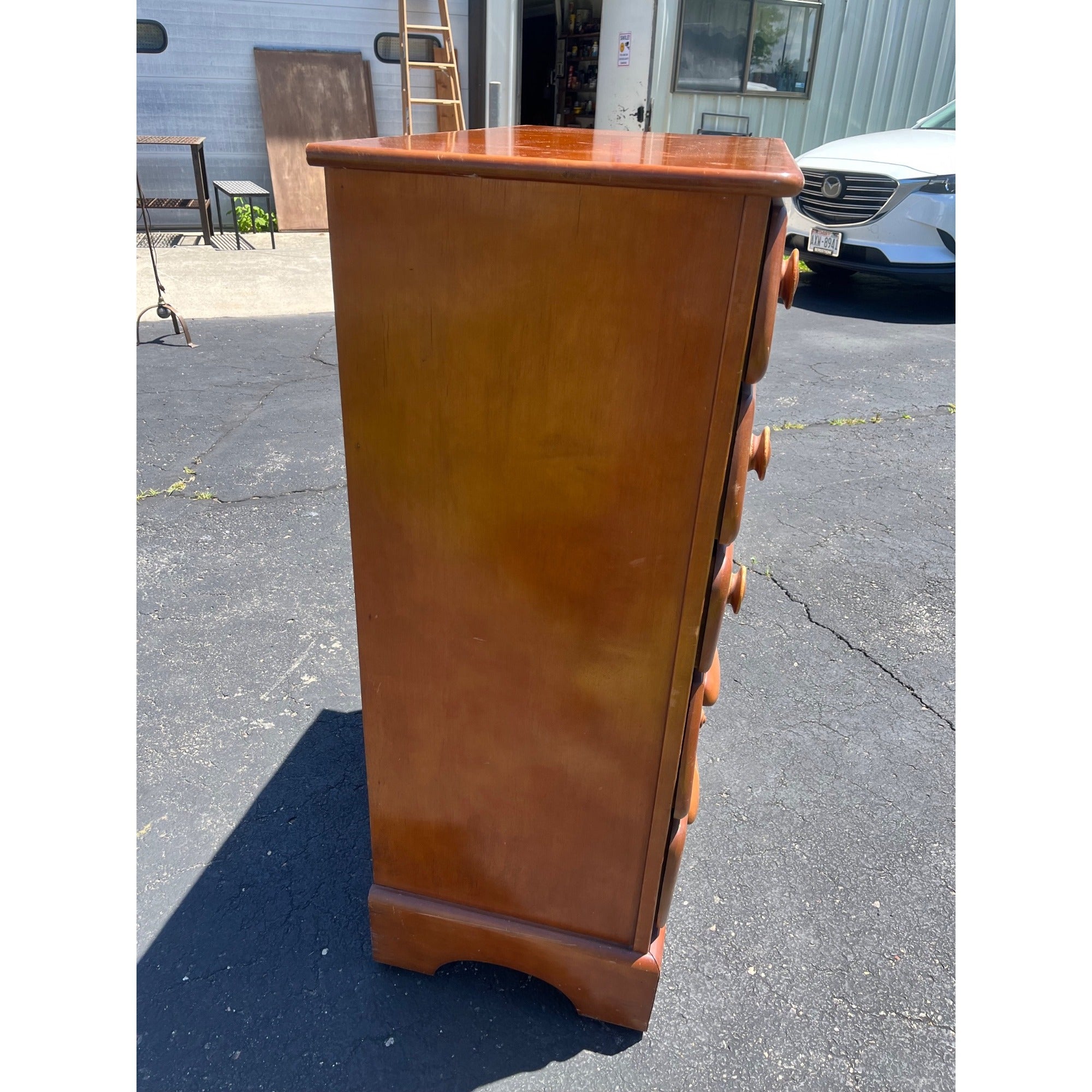Vintage 1940s Maple Highboy Dresser Chest Of Drawers Relief WWII Bomber Plane Virginia House