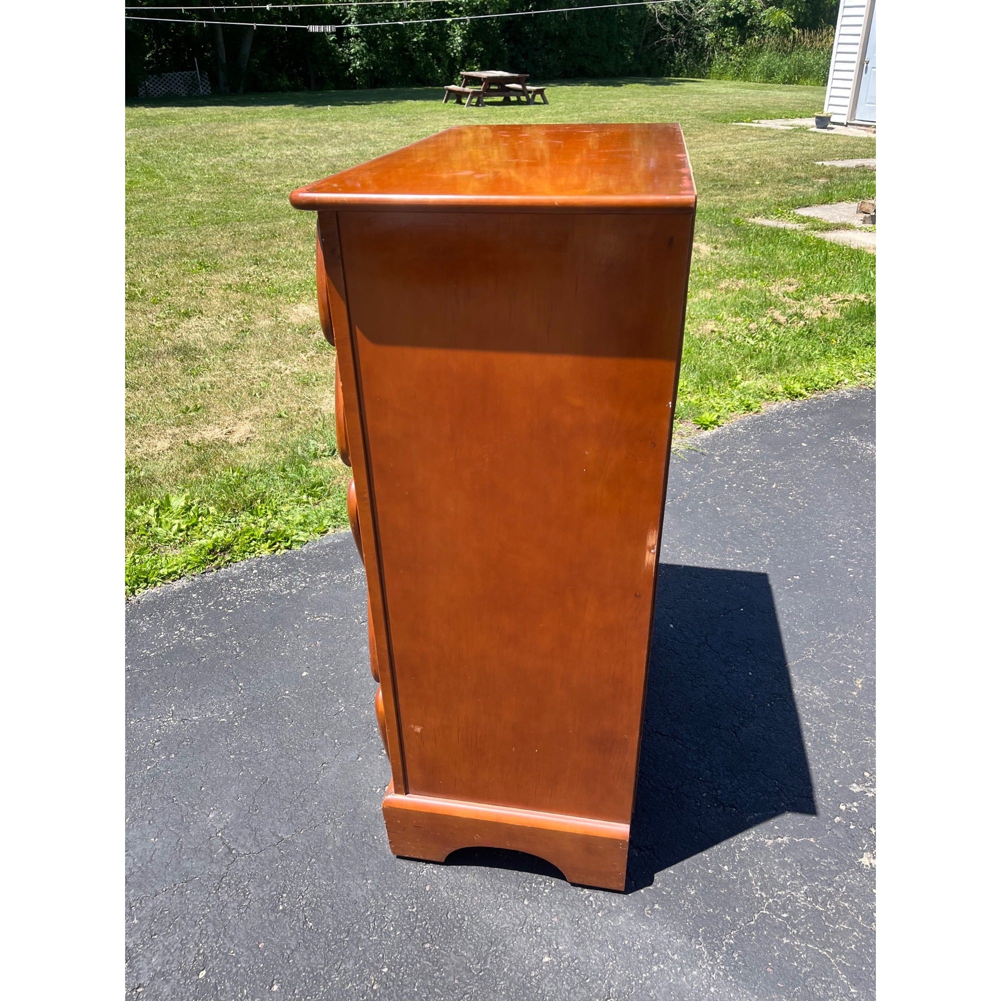 Vintage 1940s Maple Highboy Dresser Chest Of Drawers Relief WWII Bomber Plane Virginia House