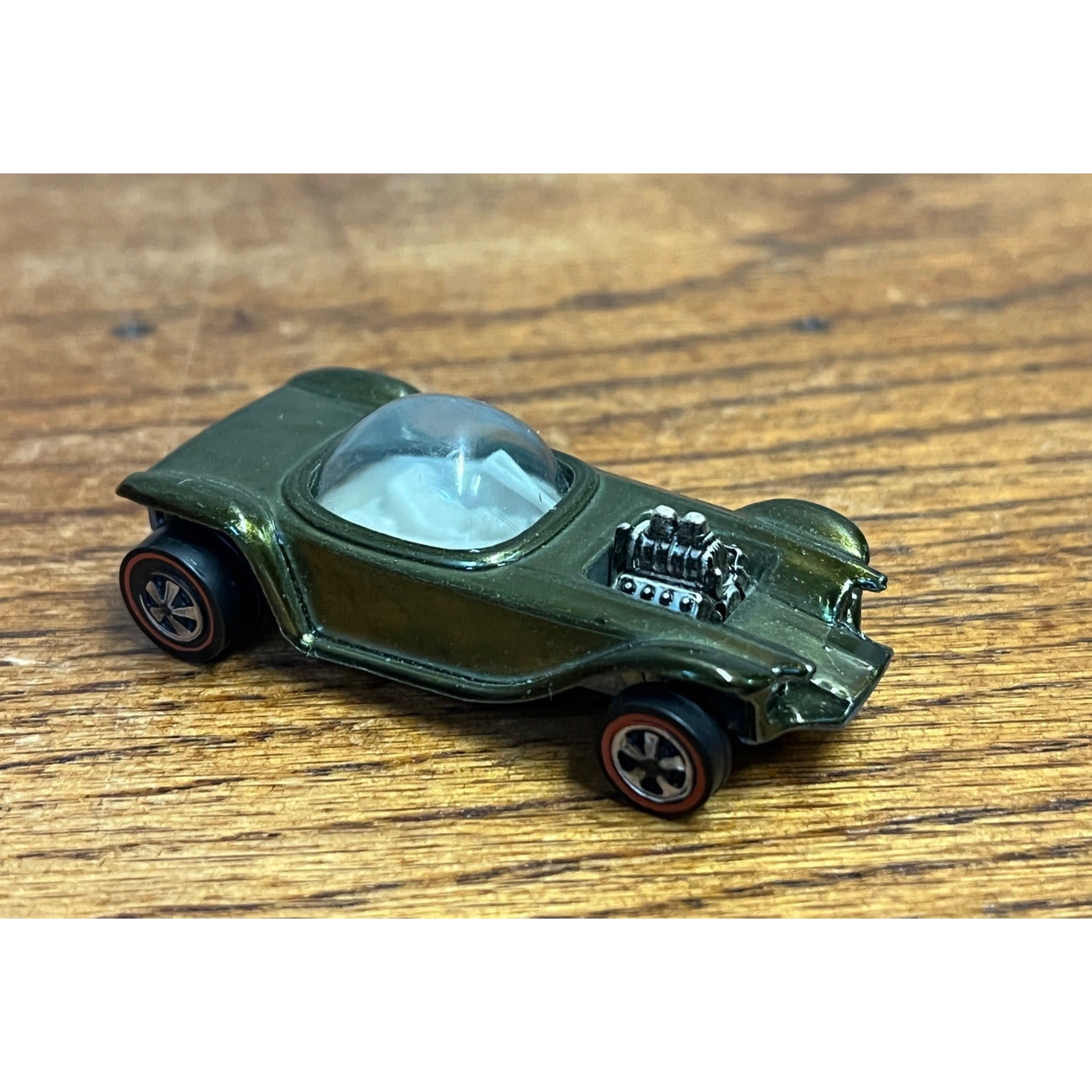 1968 Hot Wheels Redline Beatnik Bandit in Olive w/ White Interior - MINTY