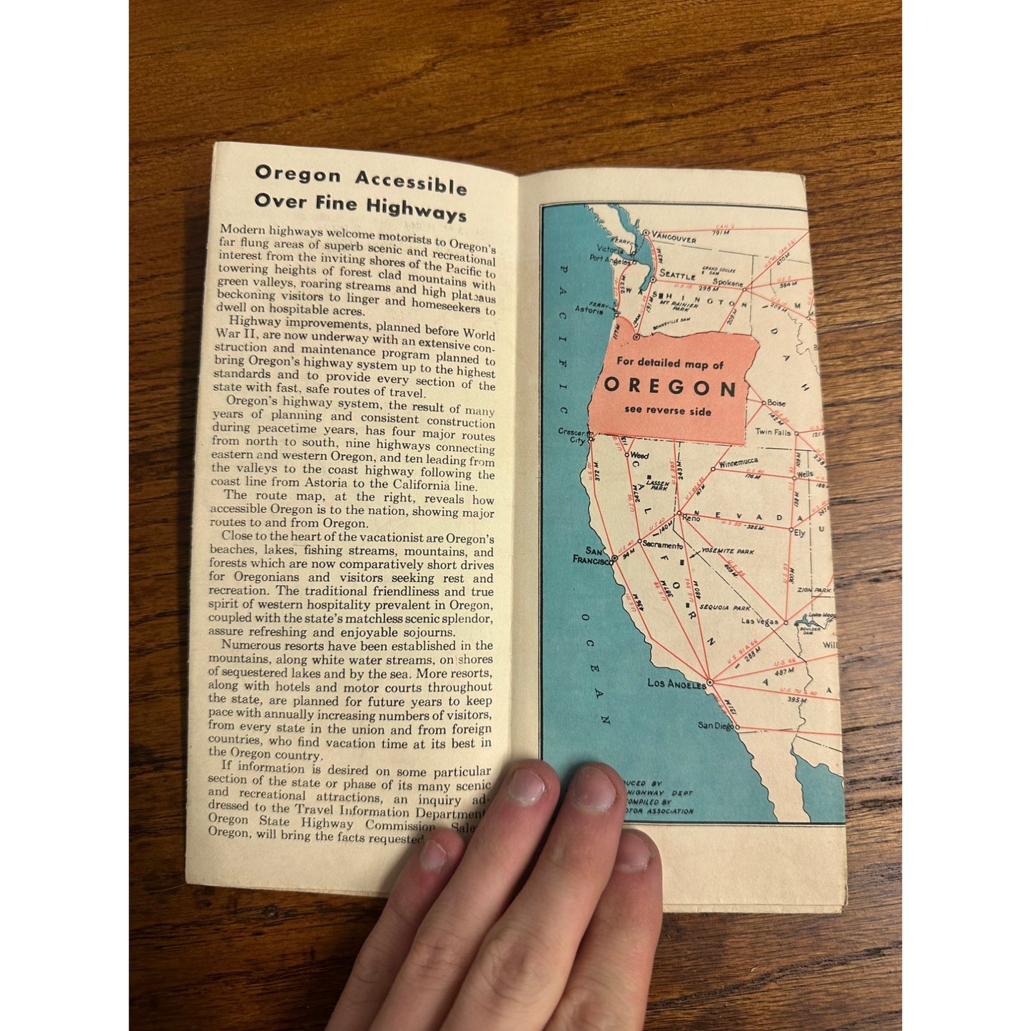 Vintage 1940s Oregon Highway Road Map Brochure State Highway Commission