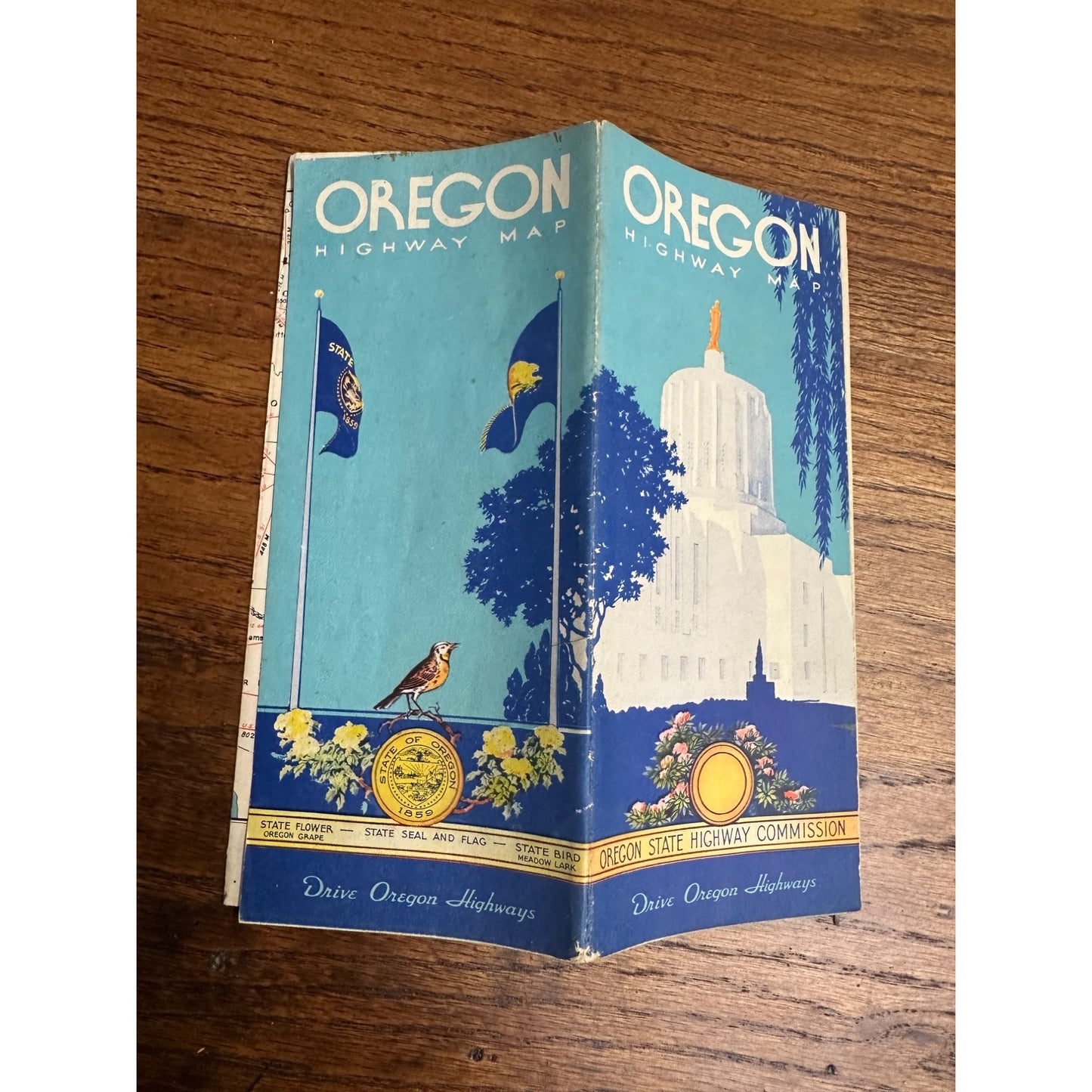 Vintage 1940s Oregon Highway Road Map Brochure State Highway Commission