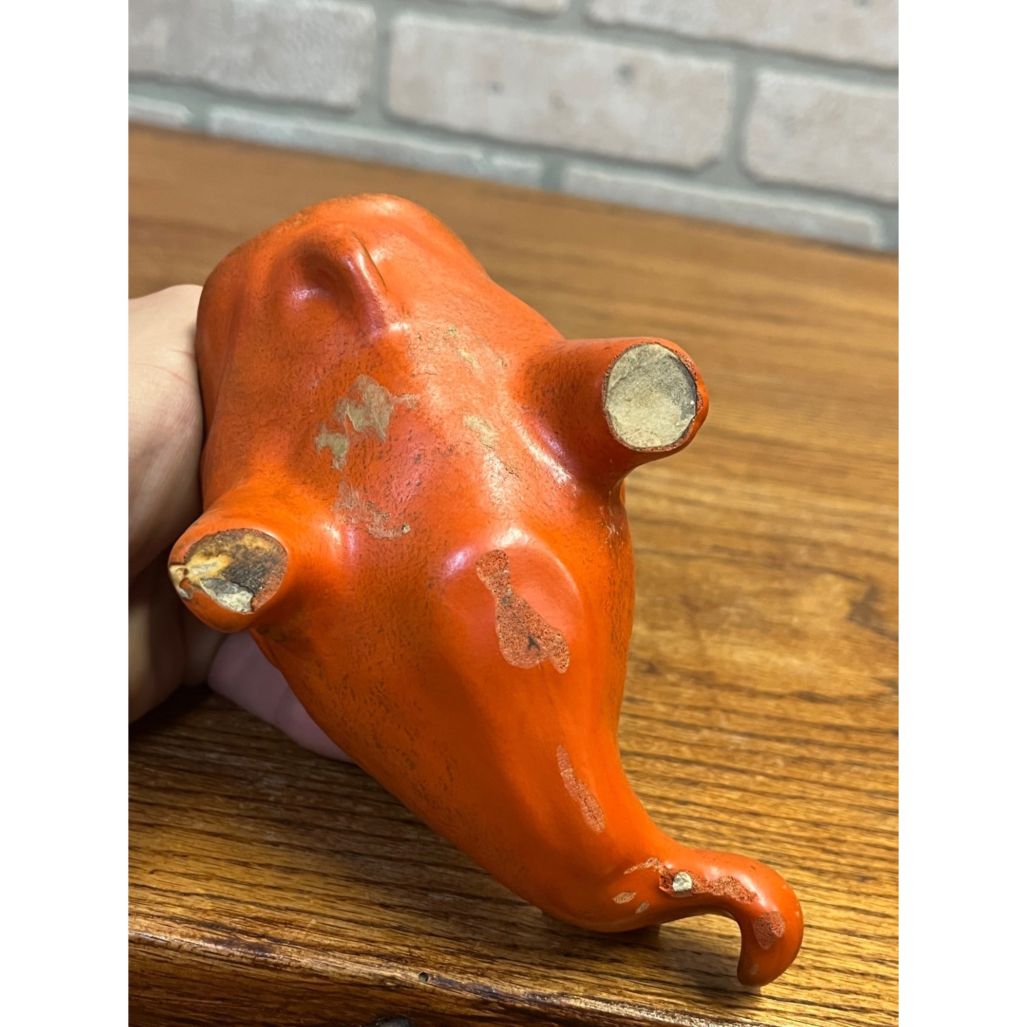 Vintage MCM 1960s Pottery Ceramic Fish Planter Orange Open Mouth