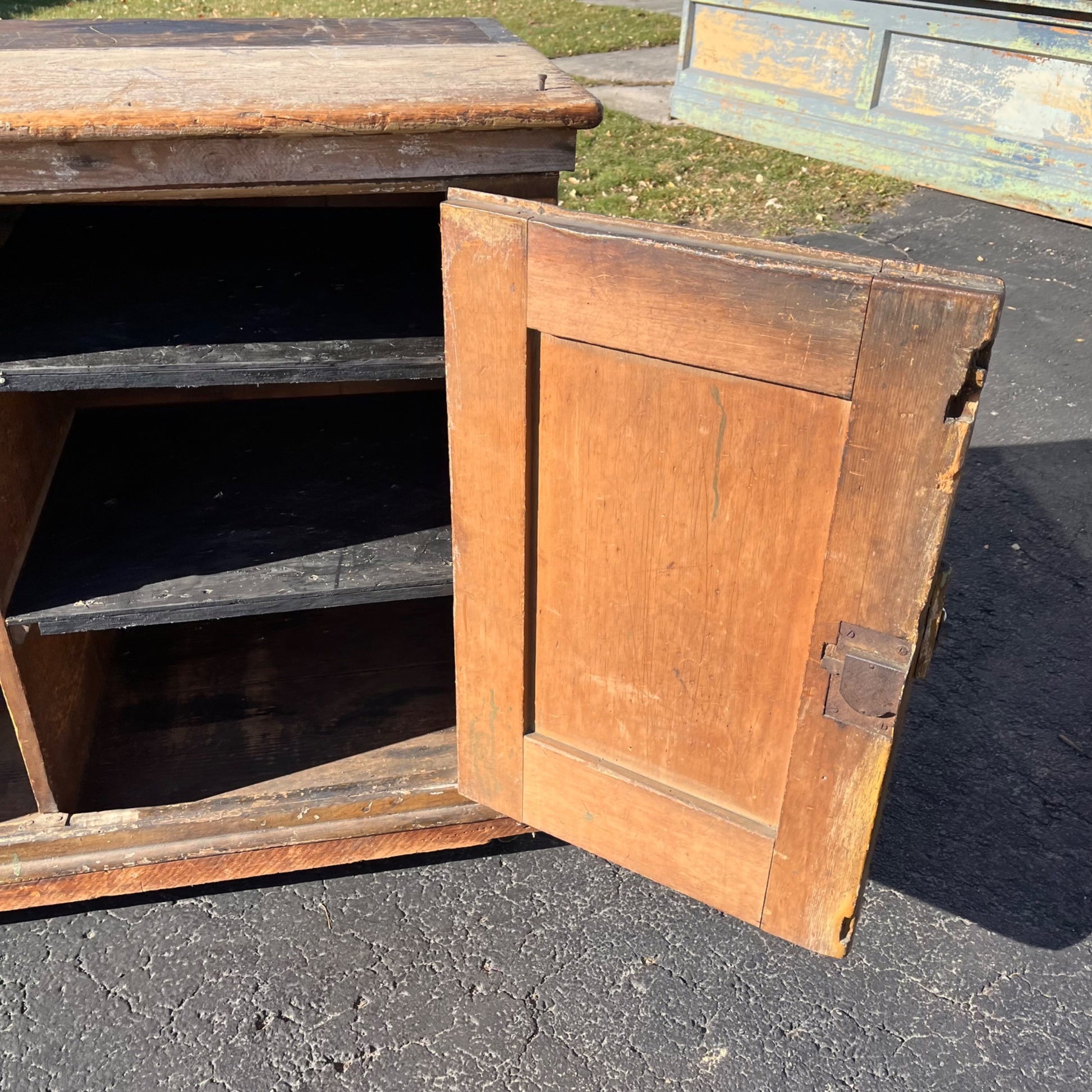 Antique Early Primitive Jelly Cabinet Cuboard Table