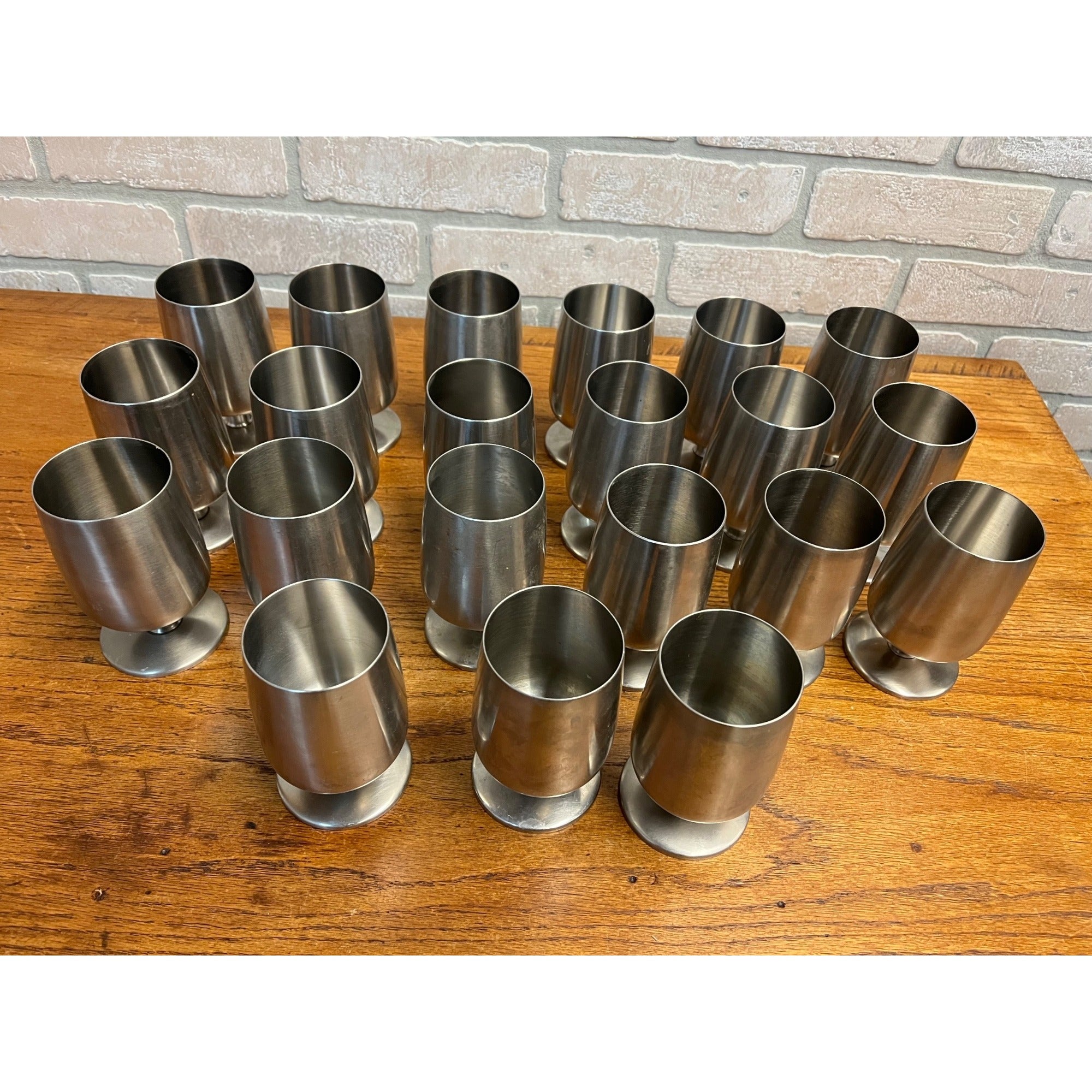 Vintage 1960s Old Hall Stainless Wine Goblets Cups MCM Robert Welch Set of (21)