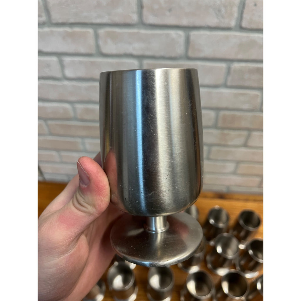 Vintage 1960s Old Hall Stainless Wine Goblets Cups MCM Robert Welch Set of (21)