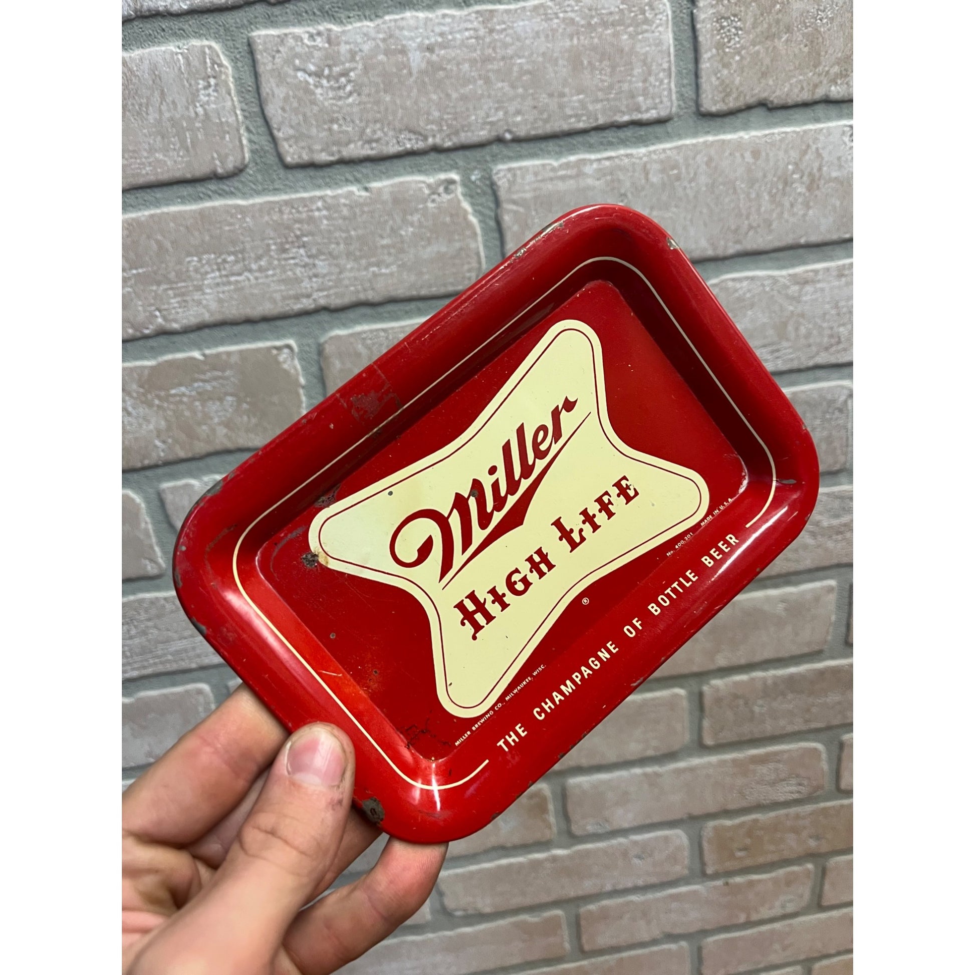 Vintage 1950s Miller High Life Beer Tin Tip Cash Check Tray Advertising Bar
