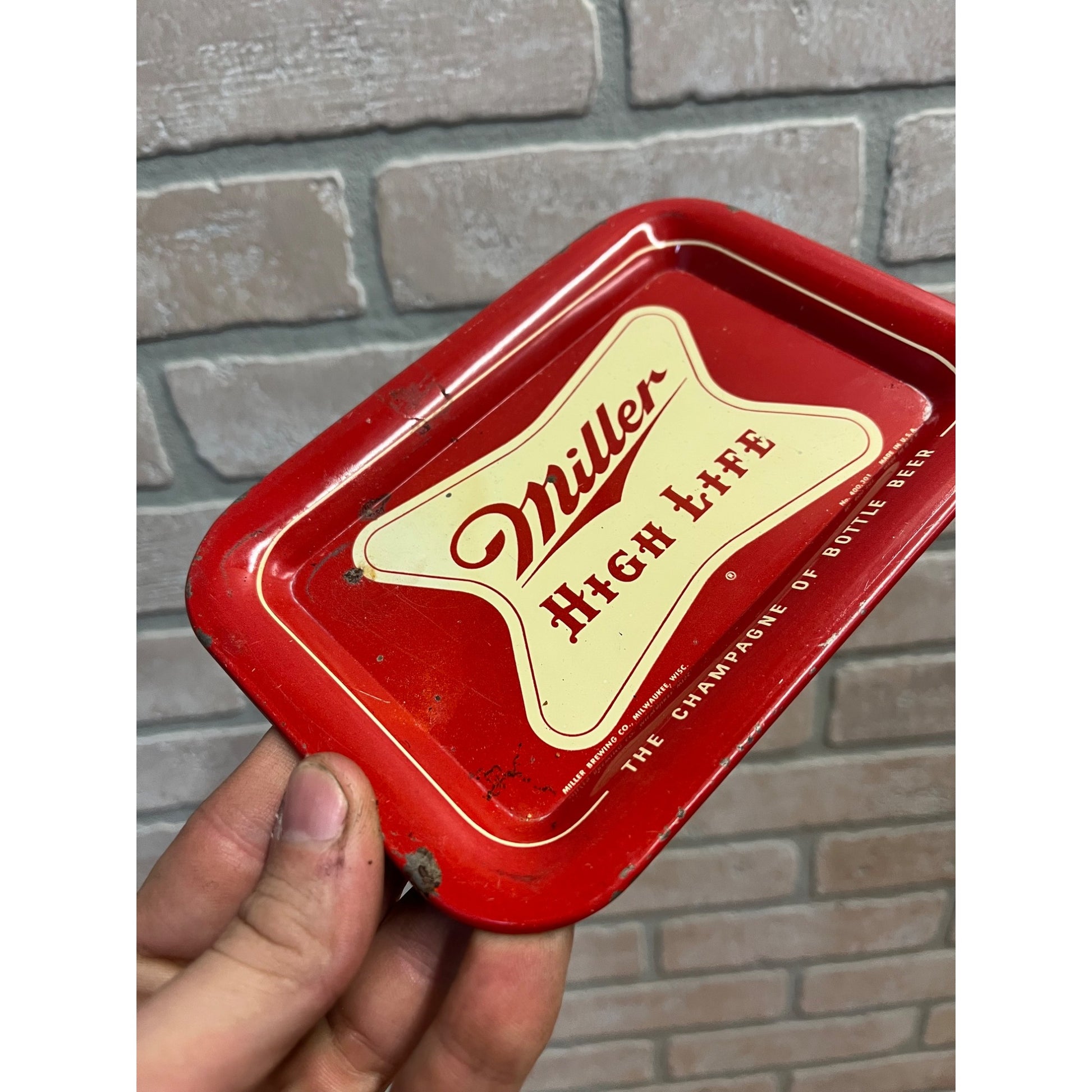 Vintage 1950s Miller High Life Beer Tin Tip Cash Check Tray Advertising Bar