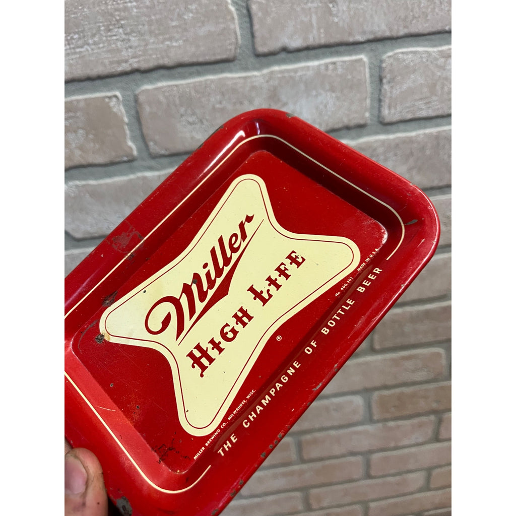 Vintage 1950s Miller High Life Beer Tin Tip Cash Check Tray Advertising Bar