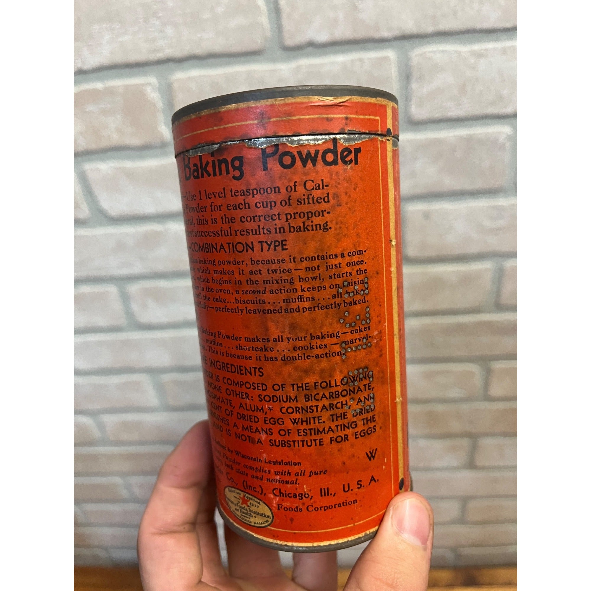 Vintage 1920s Calumet Baking Powder Tin Advertising Can Kitchen Decor Early Indian Logo
