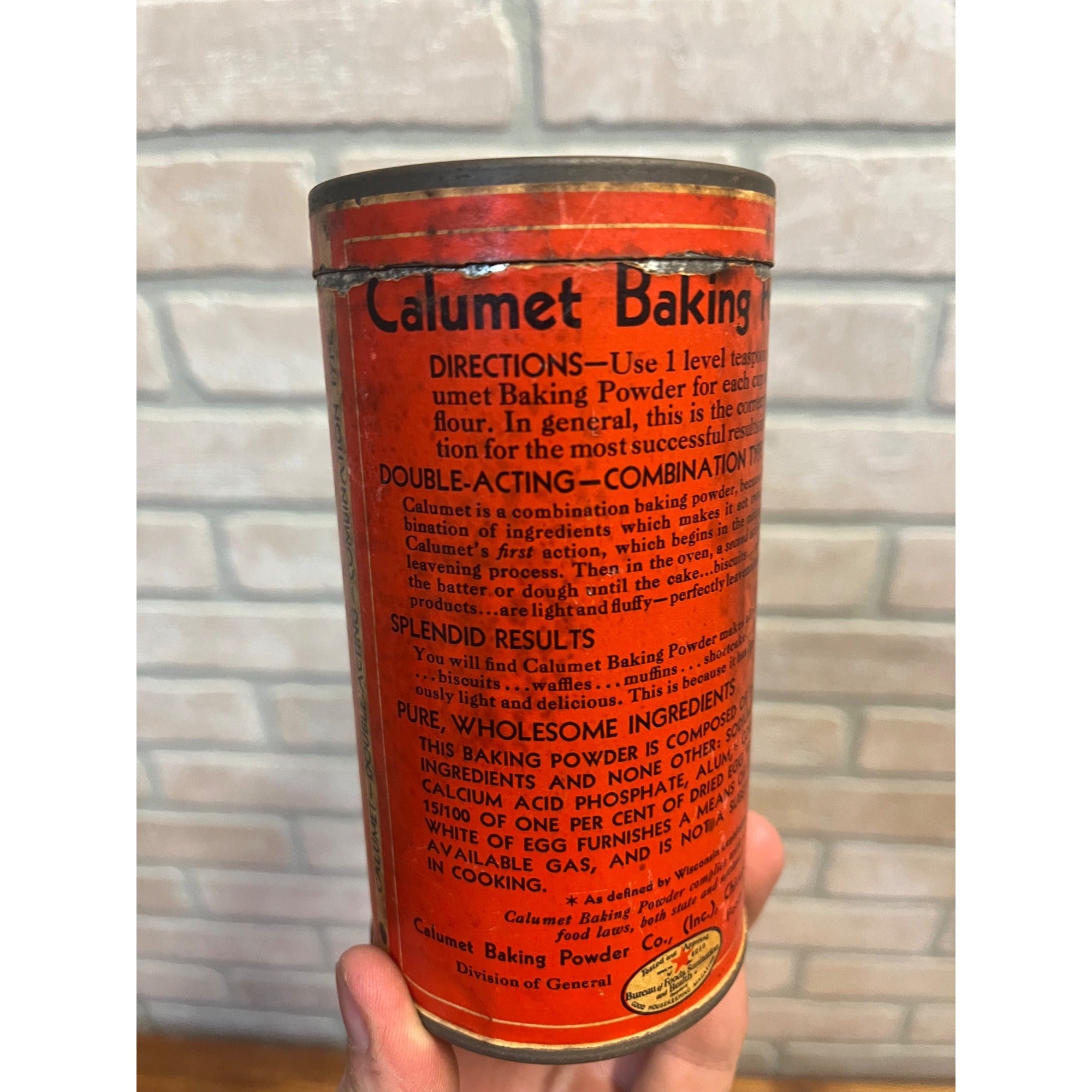 Vintage 1920s Calumet Baking Powder Tin Advertising Can Kitchen Decor Early Indian Logo