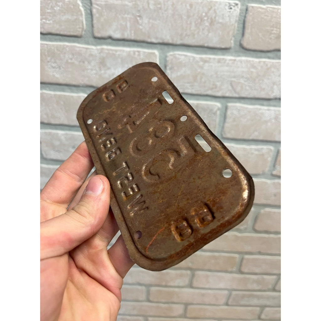 Vintage Wisconsin Bicycle Bike License Plate Embossed West Bend 1989-1990