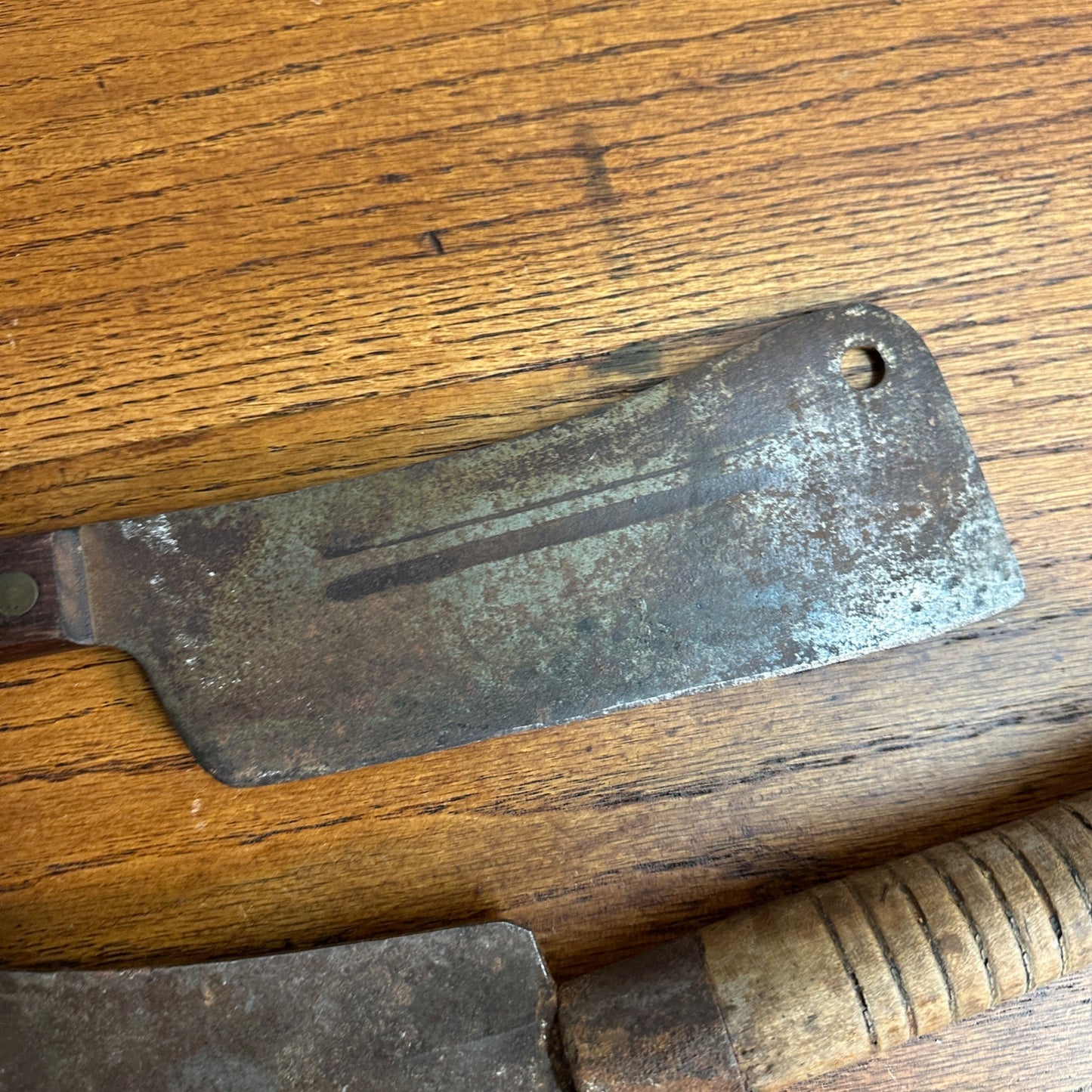 Antique Wm Beatty & Son No. 0 Butcher Meat Cleaver 8" Wood Handle + Other