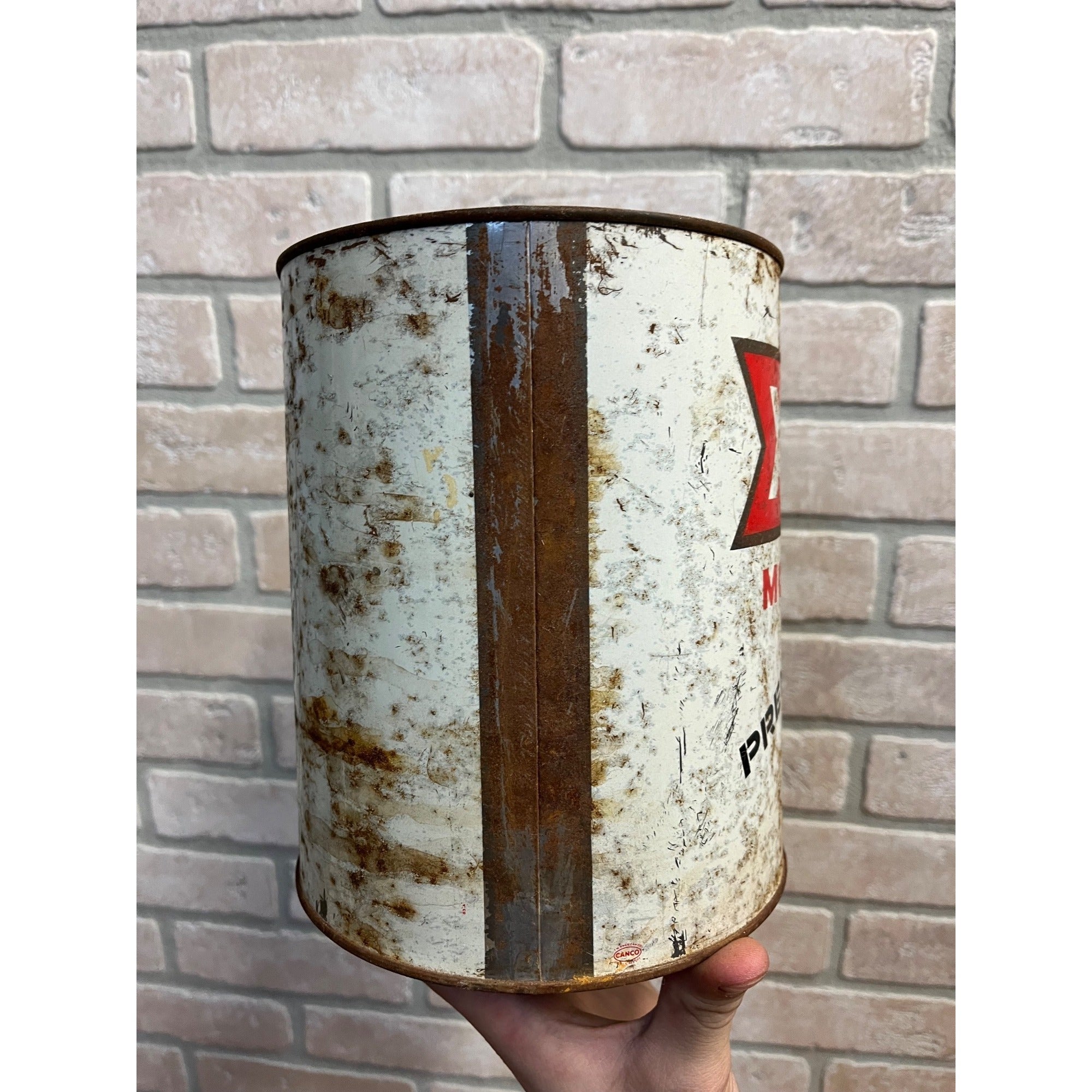 Vintage Shell X-100 Motor Oil Can One Gallon Metal Advertising