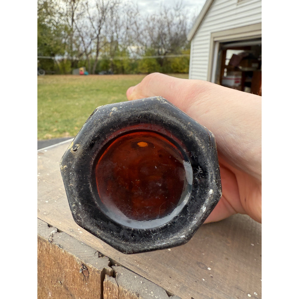 John Graf c1880s Milwaukee Wis Amber Brown Panel Soda Bottle Blob Top