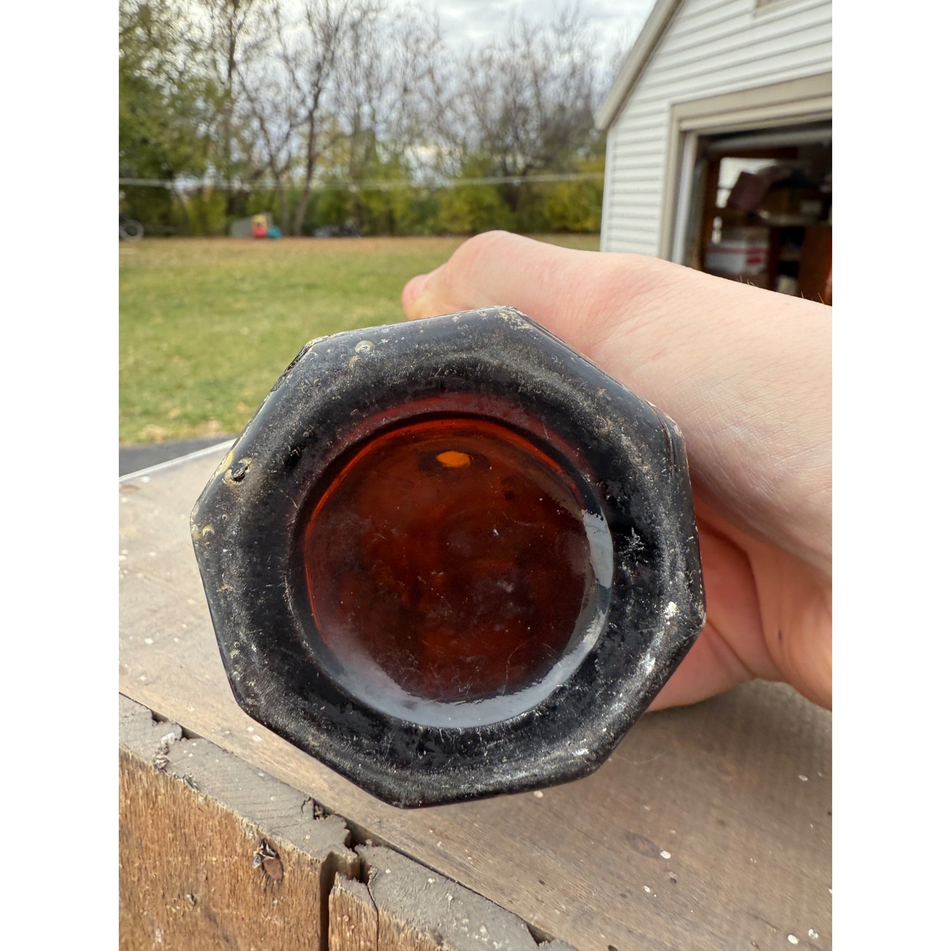 John Graf c1880s Milwaukee Wis Amber Brown Panel Soda Bottle Blob Top